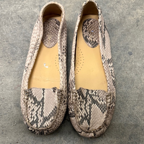 Cole Haan Beige Snake Print Loafers - Picture 1 of 5